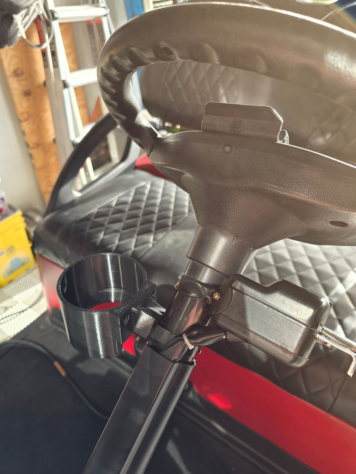 Quick-Clip Golf Cart Steering Column Cup Holder & Mount