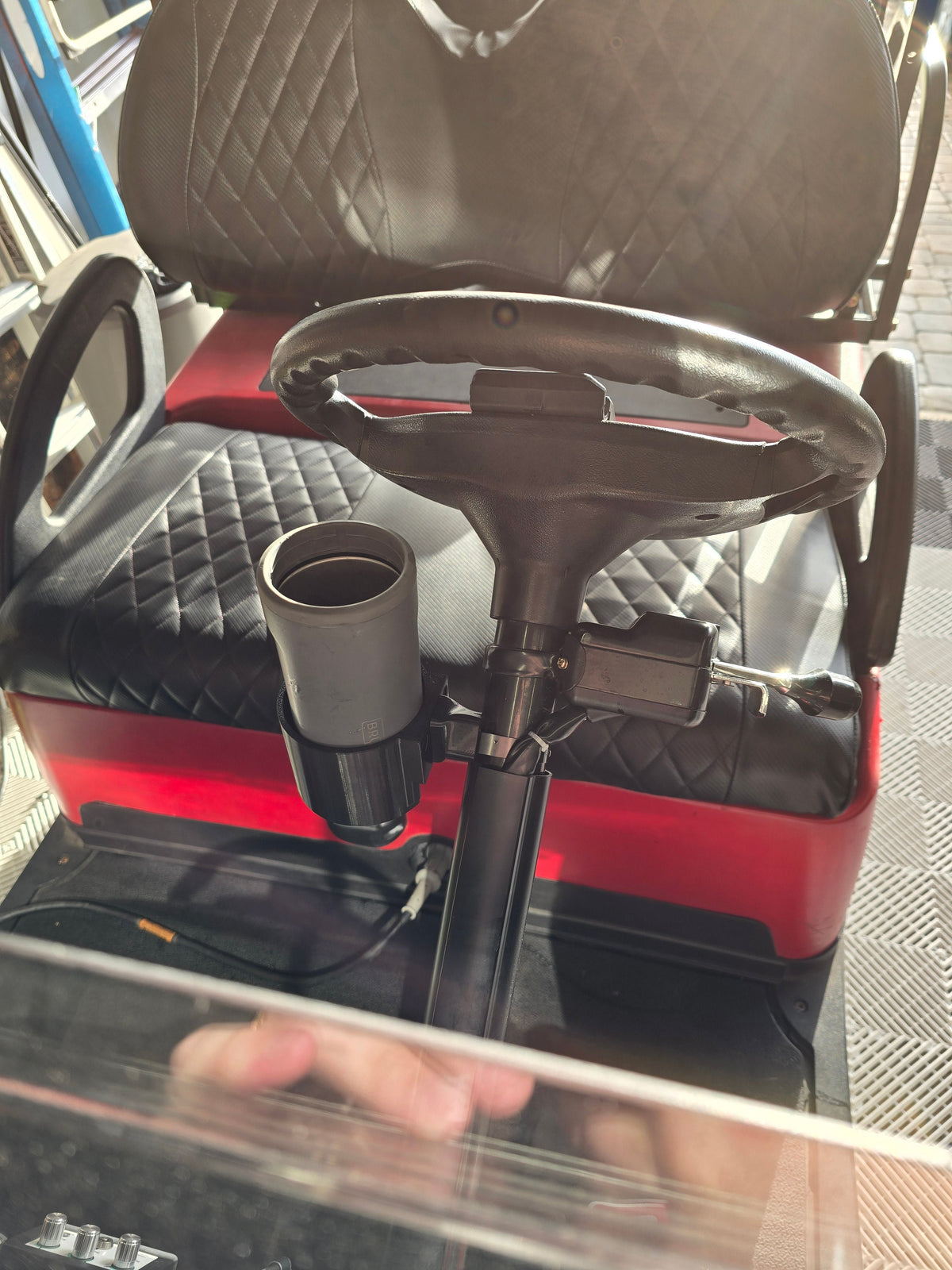 Quick-Clip Golf Cart Steering Column Cup Holder & Mount