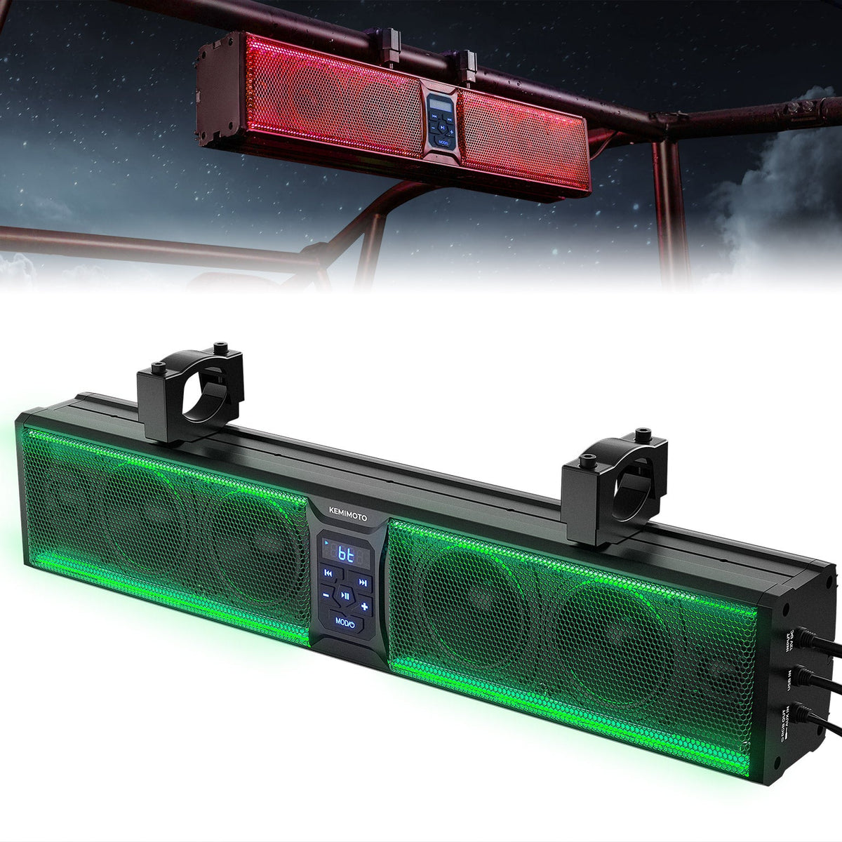 6 Speaker 26'' RGB Universal Sound Bar for Can Am Maverick X3/ RZR w/ 1.75''-2.25'' Roll Bar