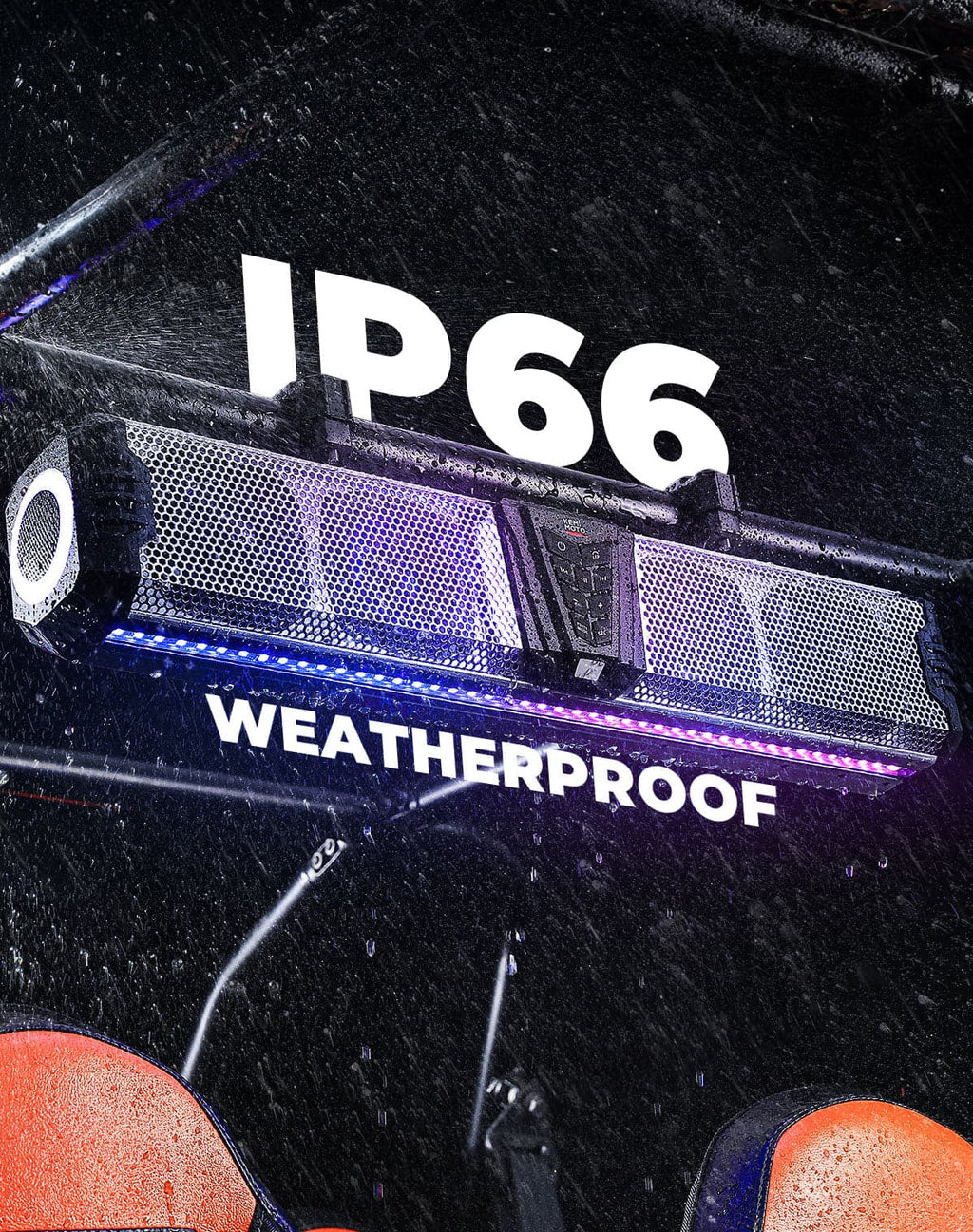 KEMIMOTO Midnight SL60 Gen1.5 Metal 26" RGB UTV Sound Bar for Can-am Golf Cart Marine 1"-2" Roll Bar