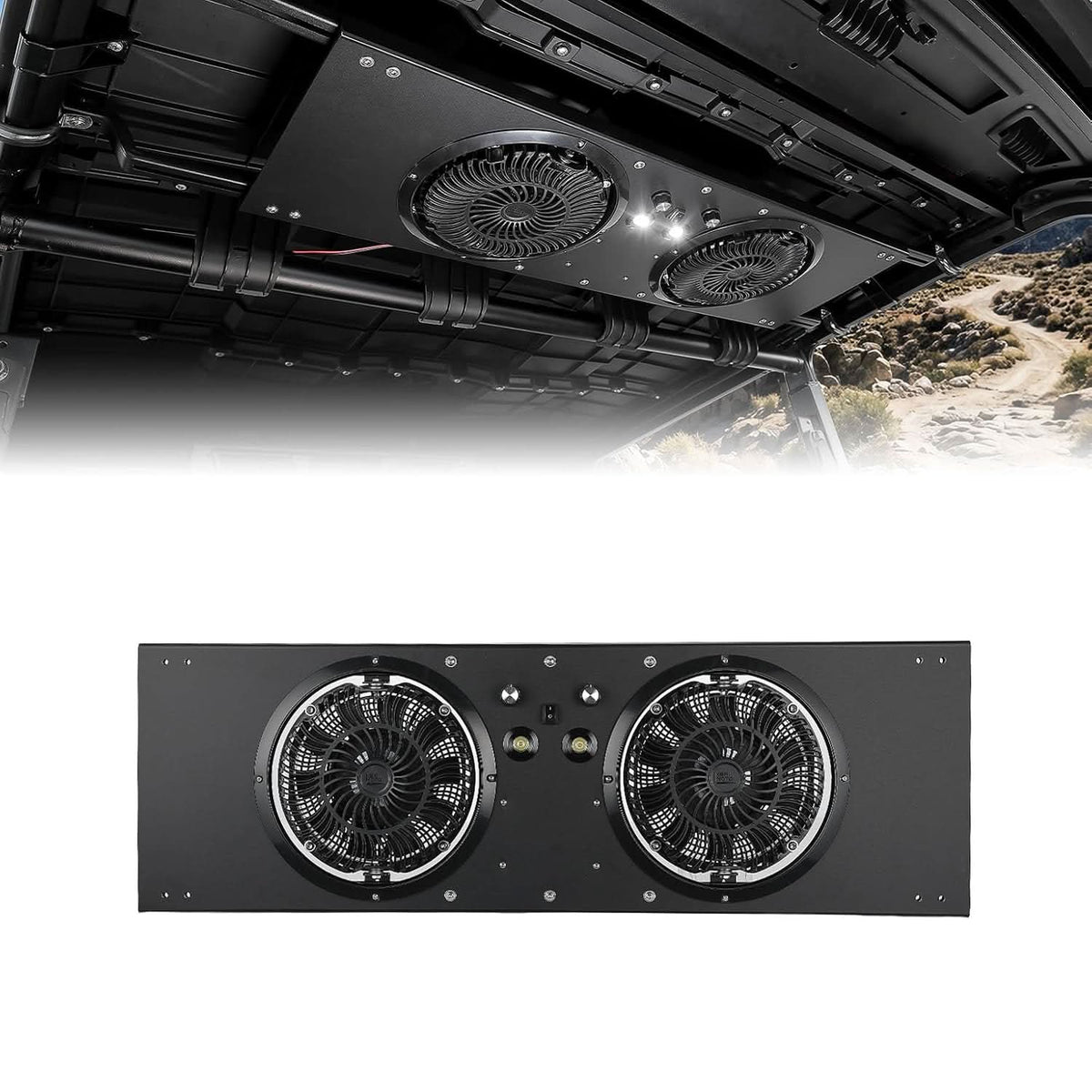UTV Roof Fan with lights for Polaris Defender UForce 57-41 Inch Roof Width (New)