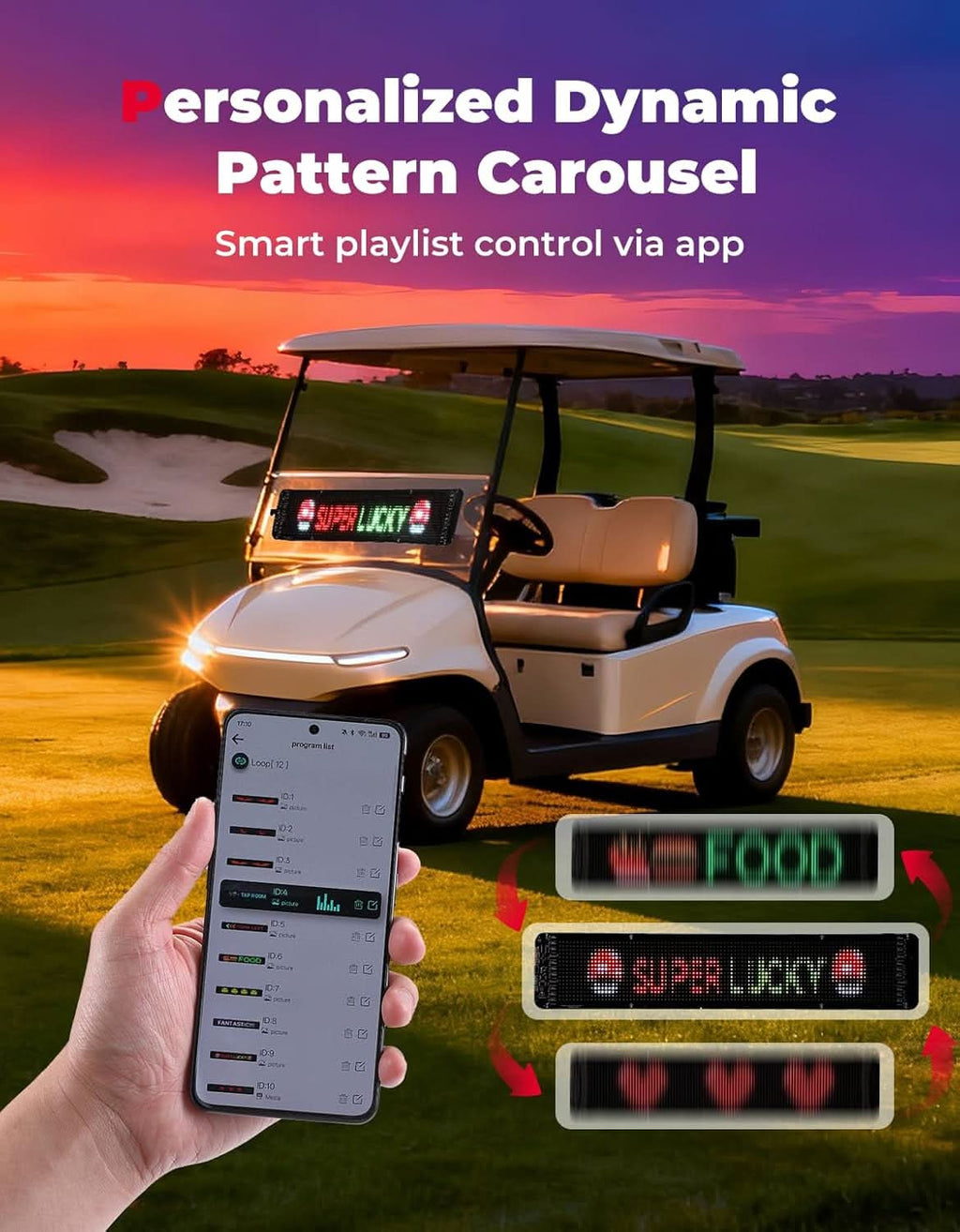 LED Digital Display Sign for Car & Golf Cart