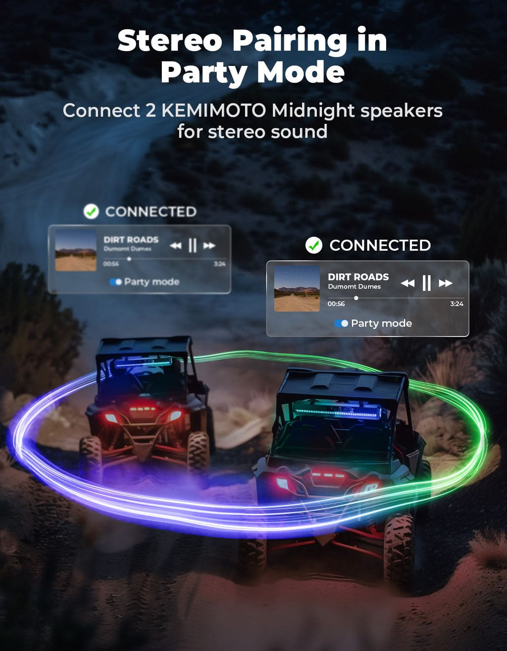 Midnight 60 Gen1.5 Metal UTV Soundbar 26" – Bluetooth & RGB Lights, Waterproof 2026 for Golf Cart/ATV/Polaris