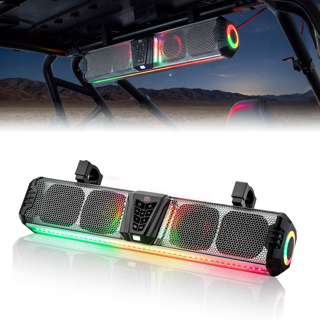 KEMIMOTO Midnight SL60 Gen1.5 Metal 26" RGB UTV Sound Bar for Can-am Golf Cart Marine 1"-2" Roll Bar