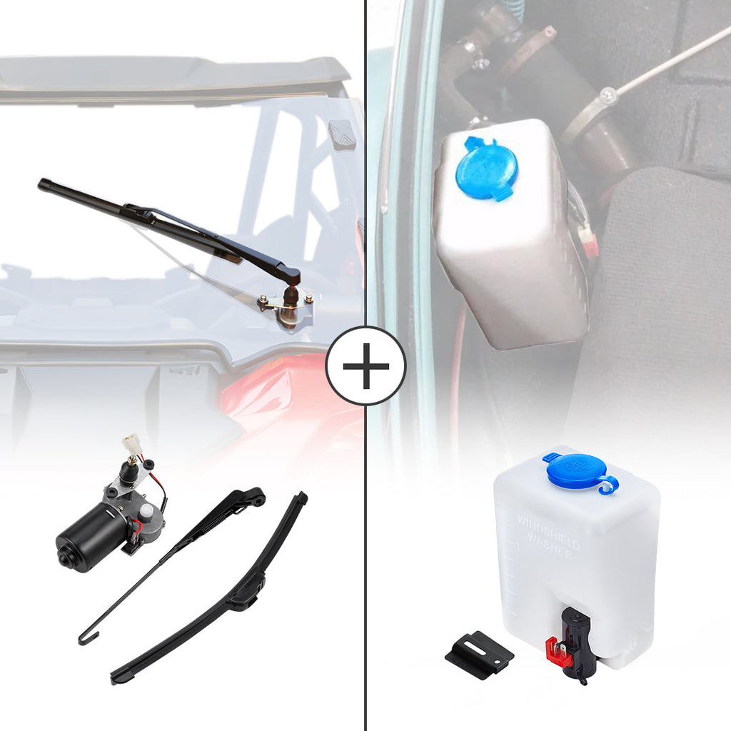 12V Electric Windshield Wiper Washer Kit for Polaris RZR, Ranger, Can-Am
