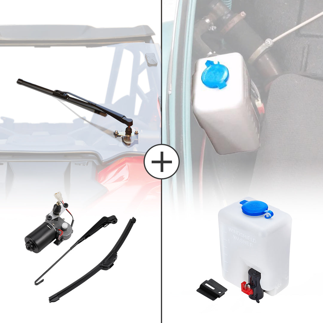 12V Electric Windshield Wiper Washer Kit for Polaris RZR, Ranger, Can-Am
