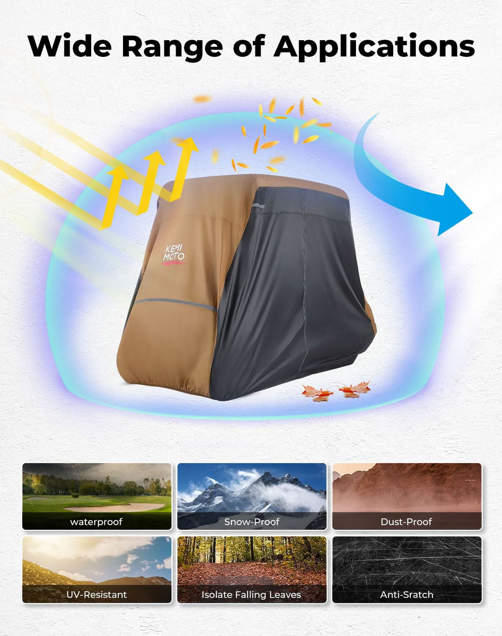 Universal Golf Cart Cover for 2-4 Seats with Storage Bag