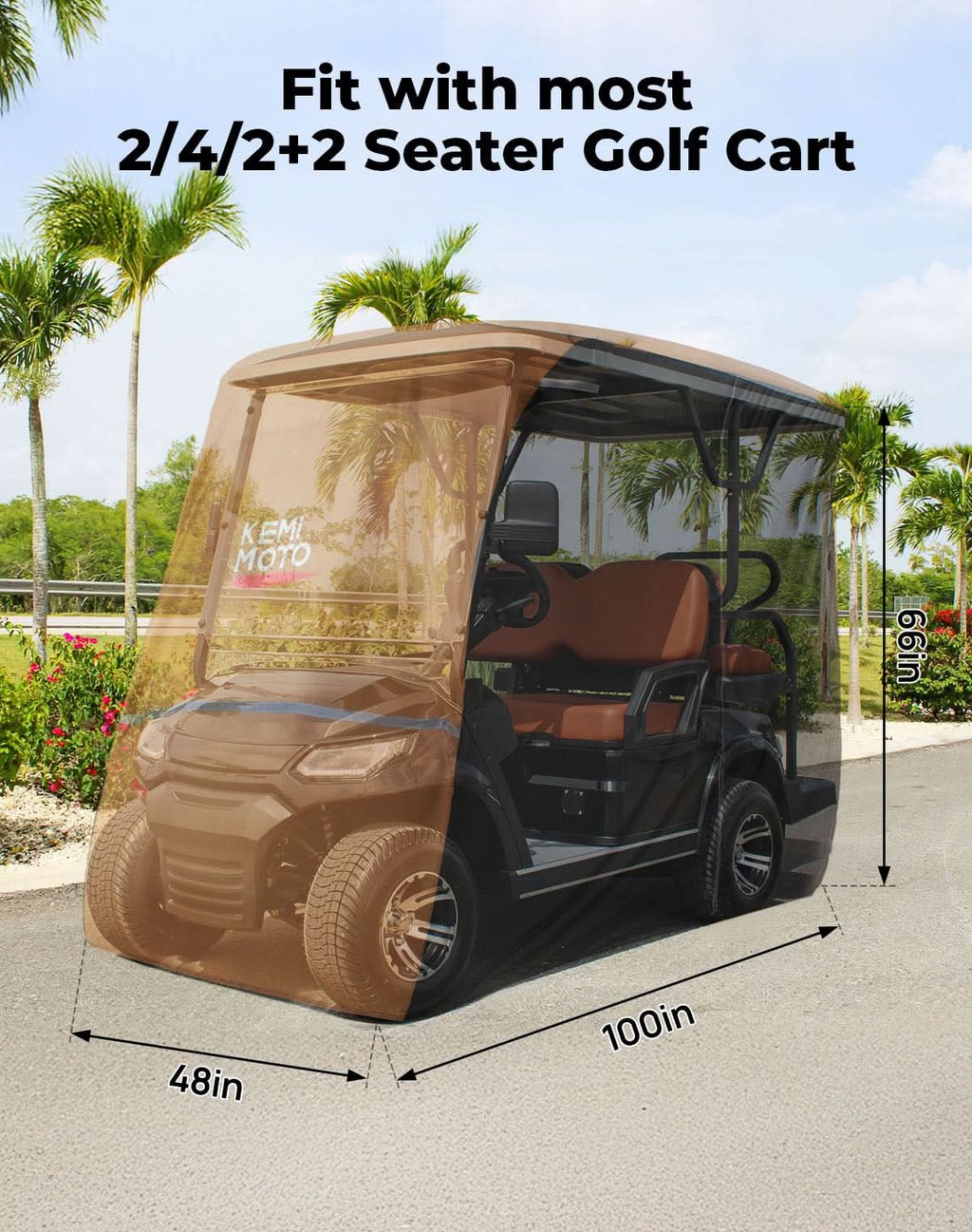 Universal Golf Cart Cover for 2-4 Seats with Storage Bag