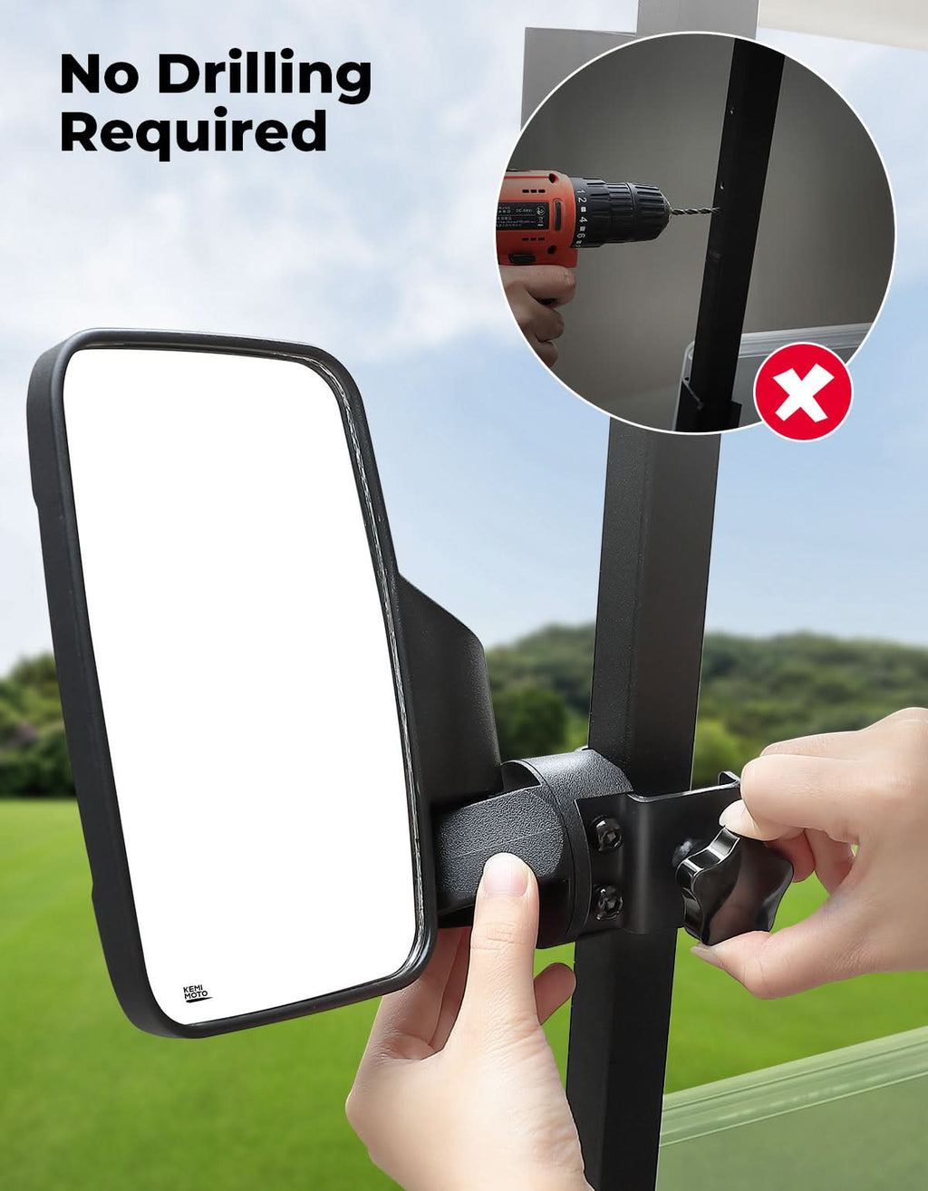 Side Mirrors For Golf Cart Square Tube Mount