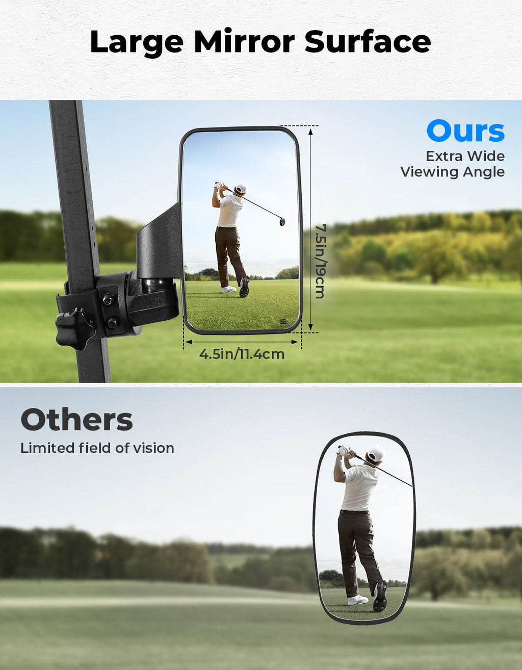Side Mirrors For Golf Cart Square Tube Mount