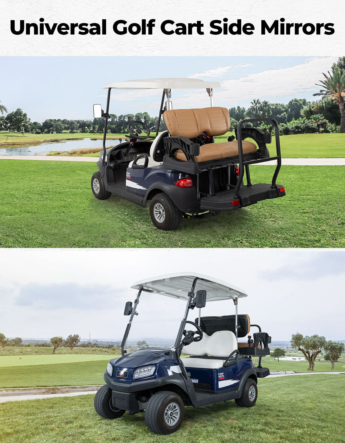 Side Mirrors For Golf Cart Square Tube Mount