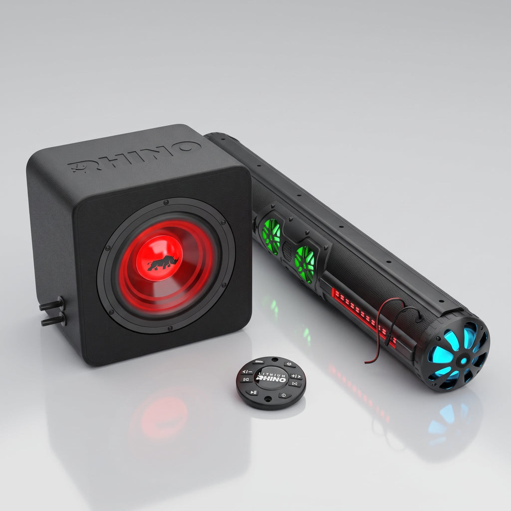 The Rhino Audio Bundle - GX500 SOUNDBAR , SUBWOOFER, & STEERING REMOTE