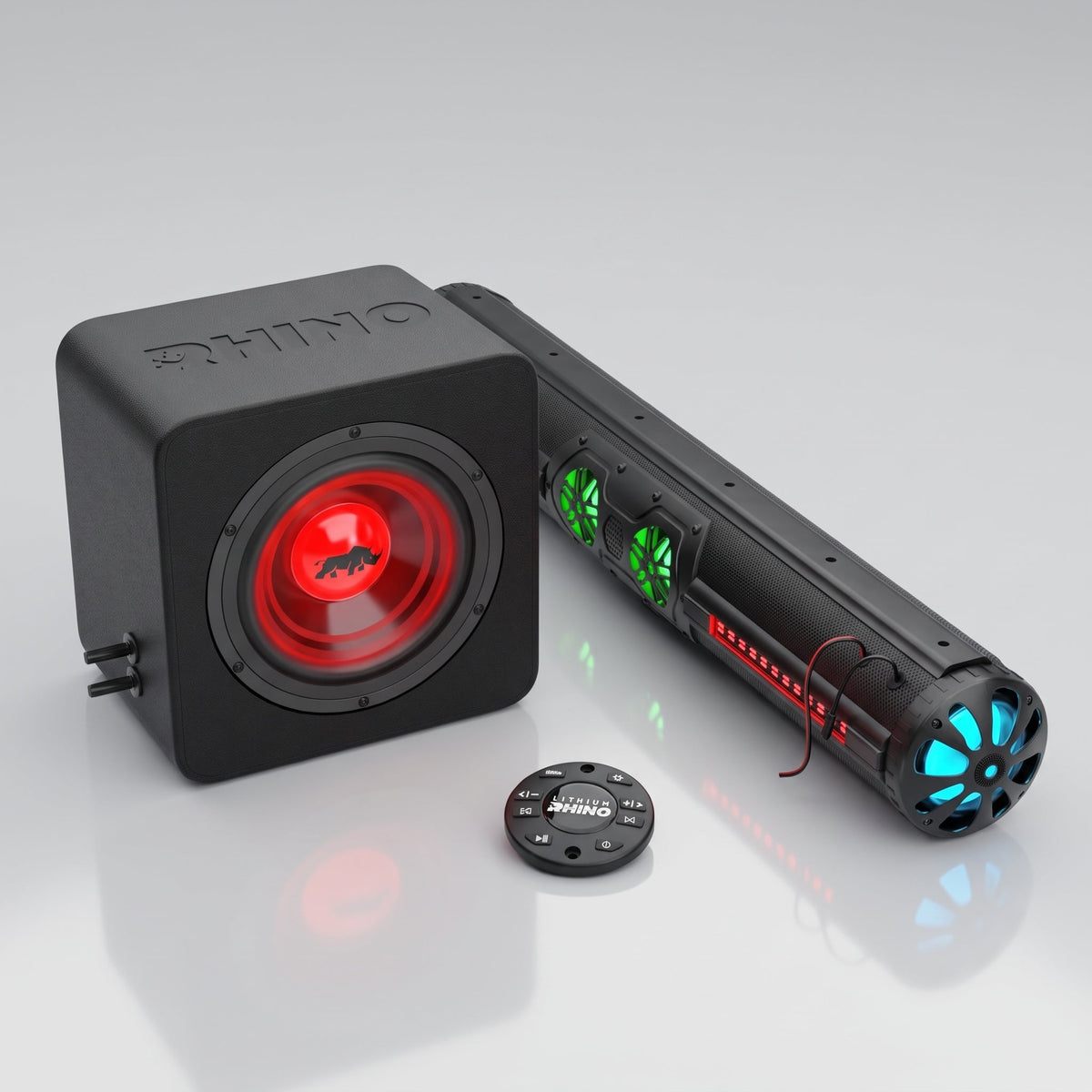 The Rhino Audio Bundle - GX500 SOUNDBAR , SUBWOOFER, & STEERING REMOTE