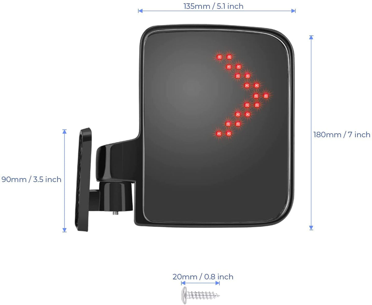 Golf Cart Side Mirror with LED Turn Signal Light