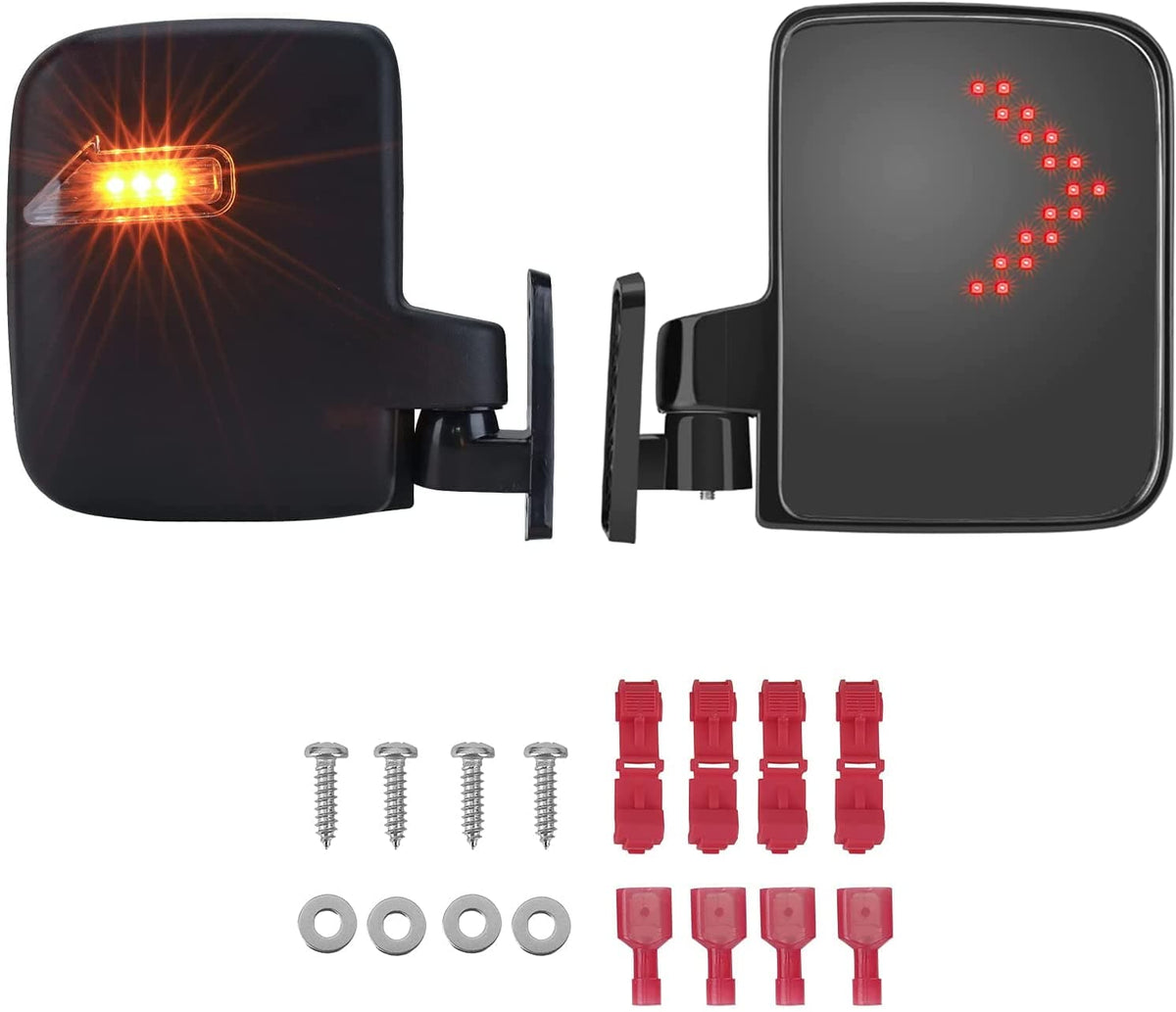 Golf Cart Side Mirror with LED Turn Signal Light