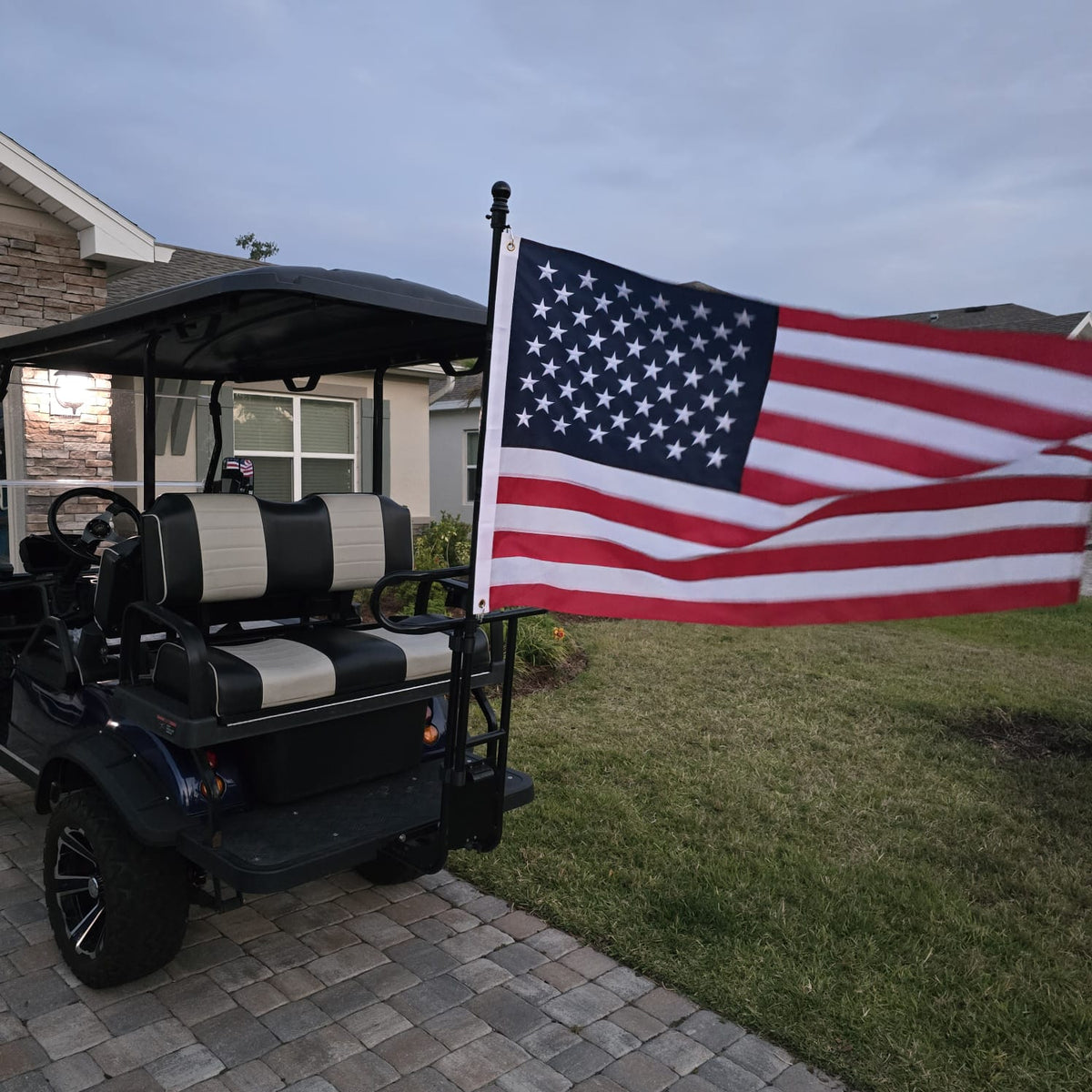 Evolution Golf Cart | 1" Round Bar | Golf Cart Grab Bar Modular Flag Pole - Mounts and Pole Included!!!