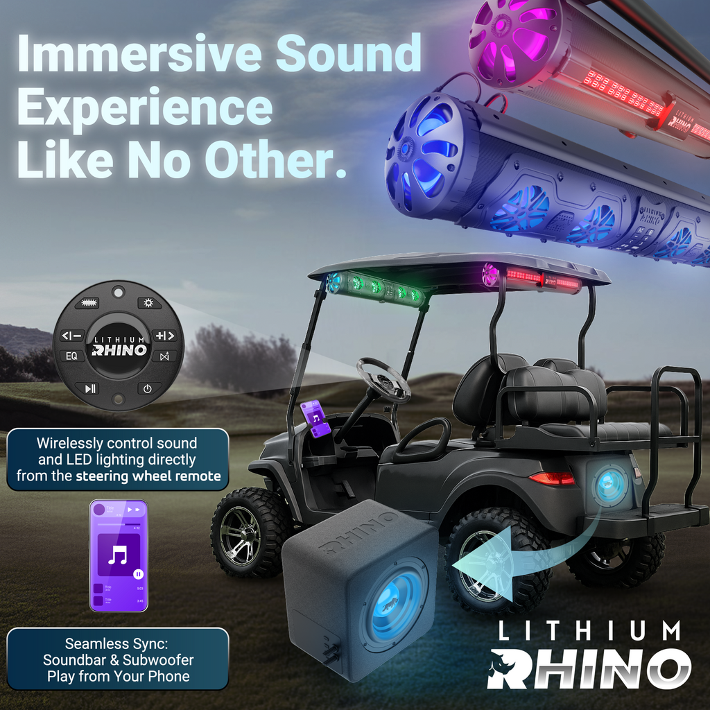 The Rhino Audio Bundle - GX500 SOUNDBAR , SUBWOOFER, & STEERING REMOTE