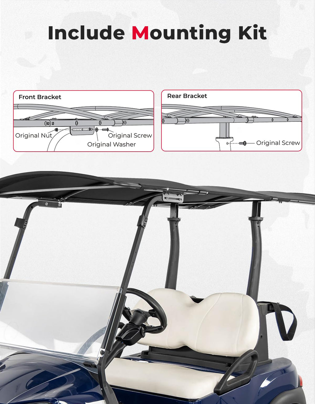 Canvas Universal Sun Top, 85" Extended Golf Cart Roof