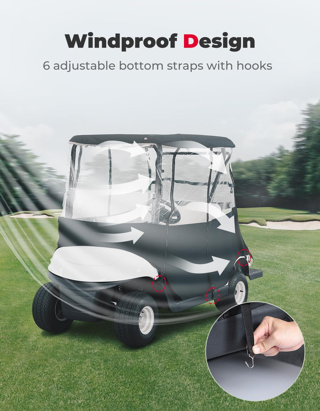 600D Golf Cart Enclosure for Club Car Precedent/Tempo/Onward, EZGO