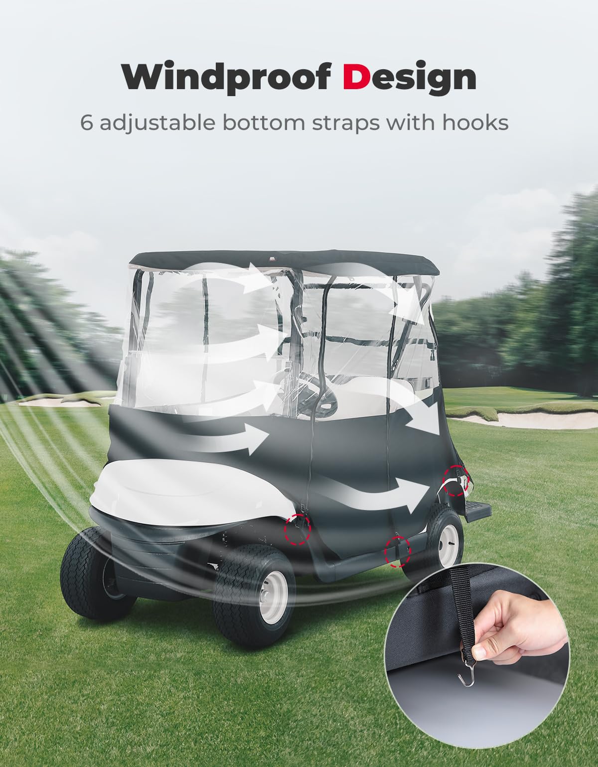 600D Golf Cart Enclosure for Club Car Precedent/Tempo/Onward, EZGO
