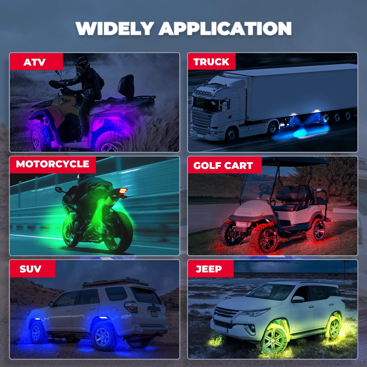 Universal 8 Pods RGB Rock Light Kit for UTV ATV Jeep Truck SUV Car