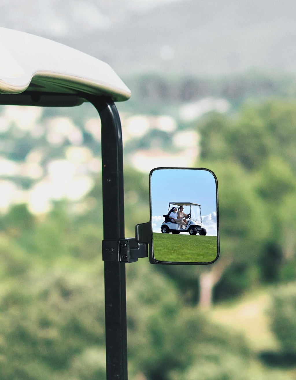 No-Drill Golf Cart Side Mirrors for EZGO, Club Car, Drive2, ICON