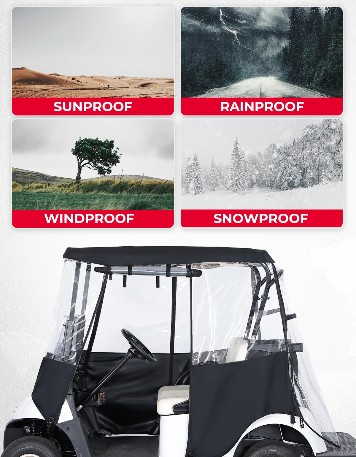 600D Golf Cart Enclosure for Club Car Precedent/Tempo/Onward, EZGO