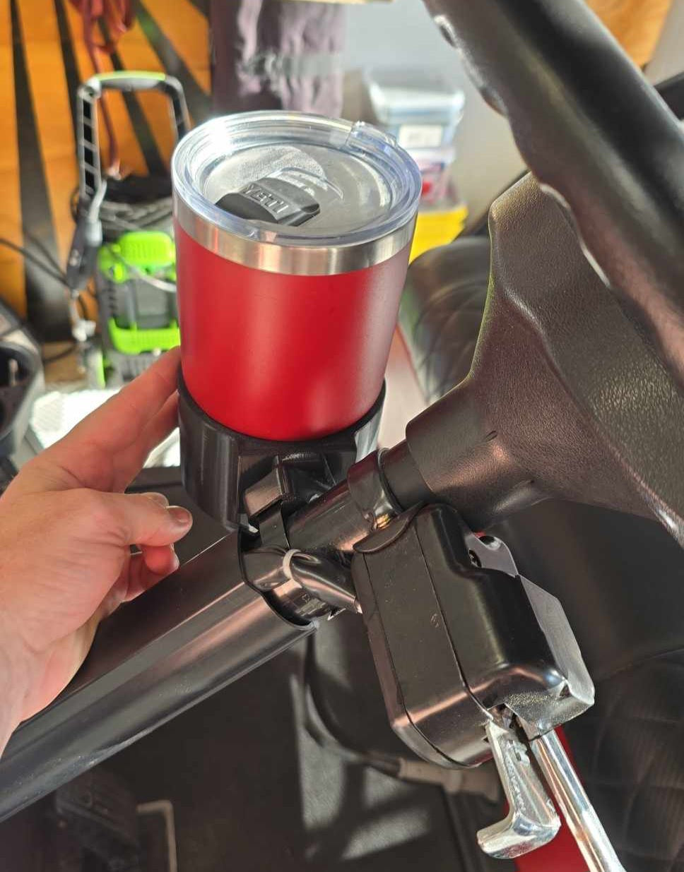 Quick-Clip Golf Cart Steering Column Cup Holder & Mount